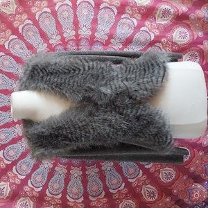 Faux fur waist length sweater jacket